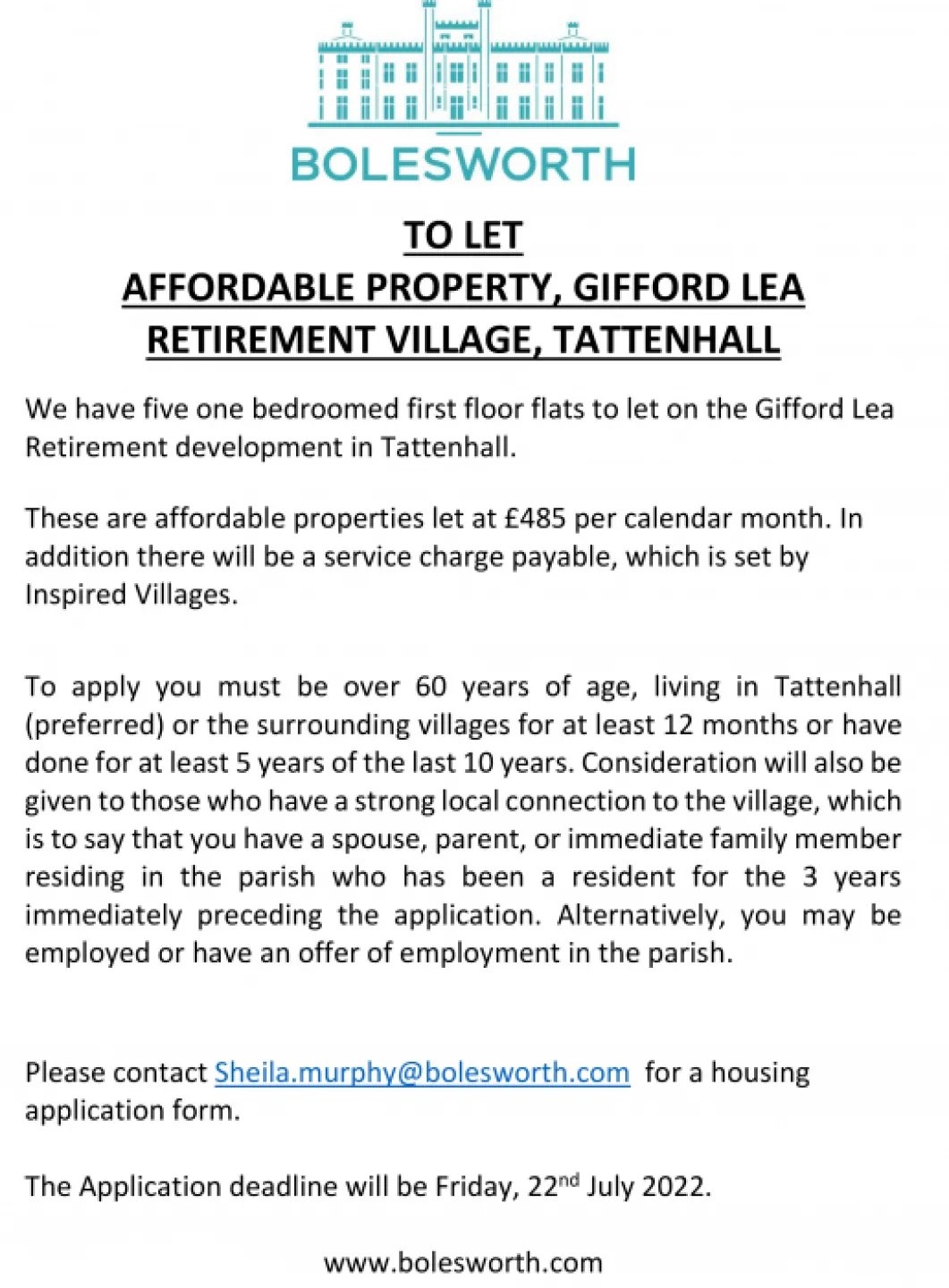Bolesworth lettings