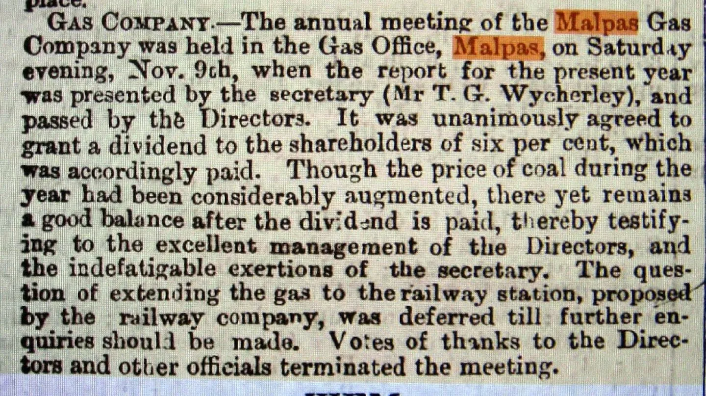 1887 Gas Works report