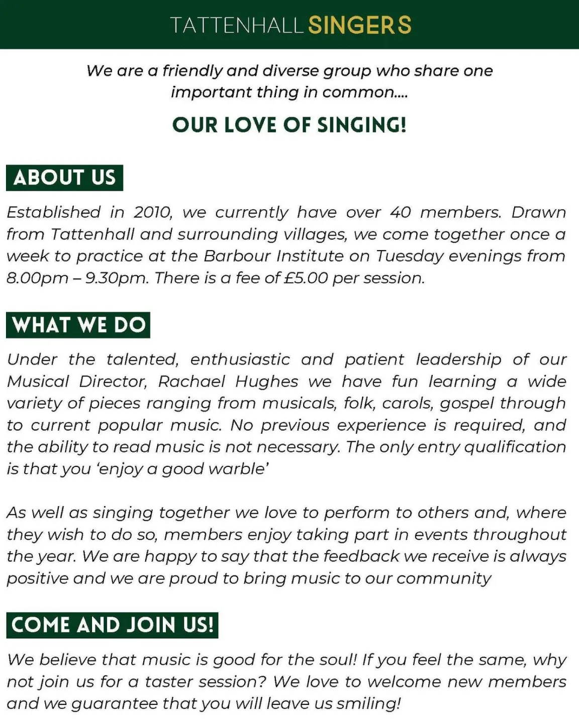 Tattenhall Singers