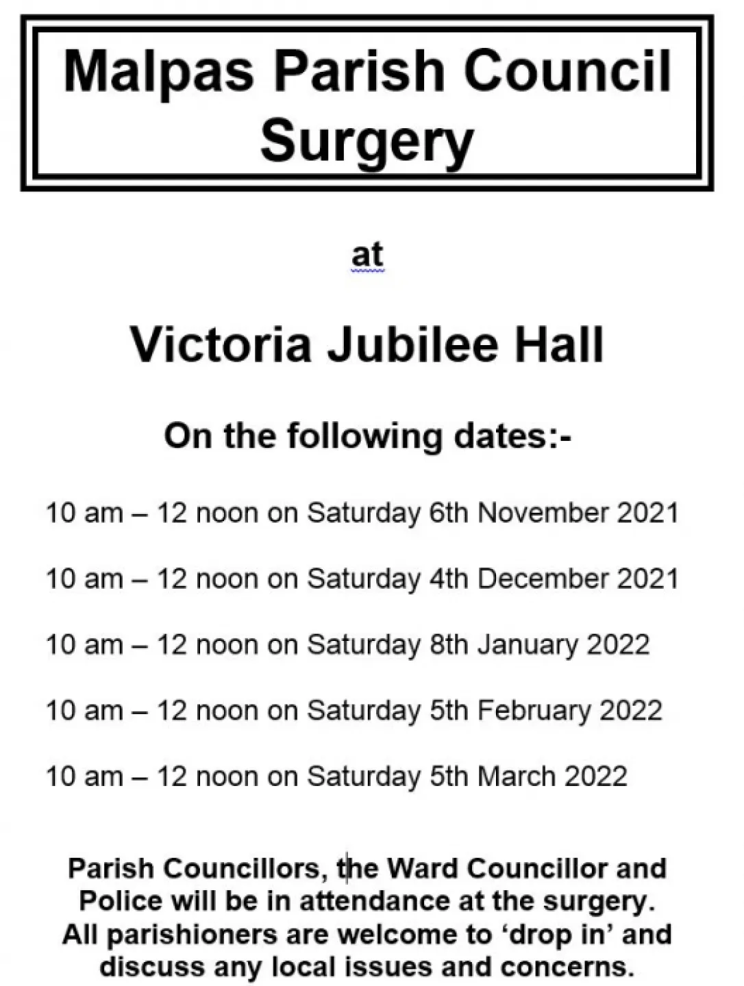 Parish Council Surgeries 2