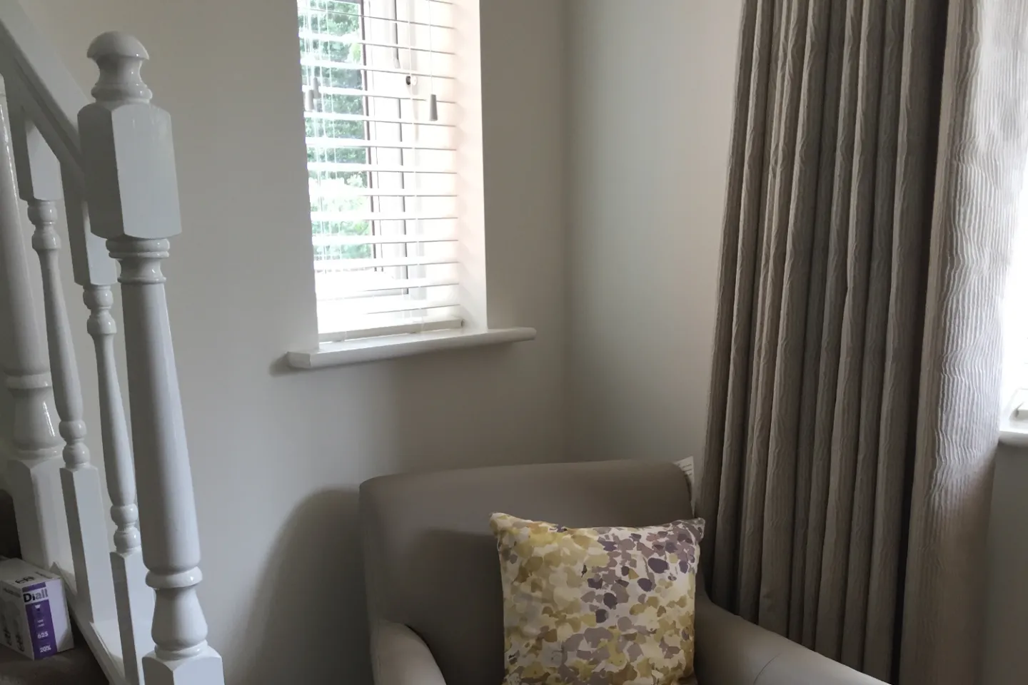 Venetian blinds in hallway