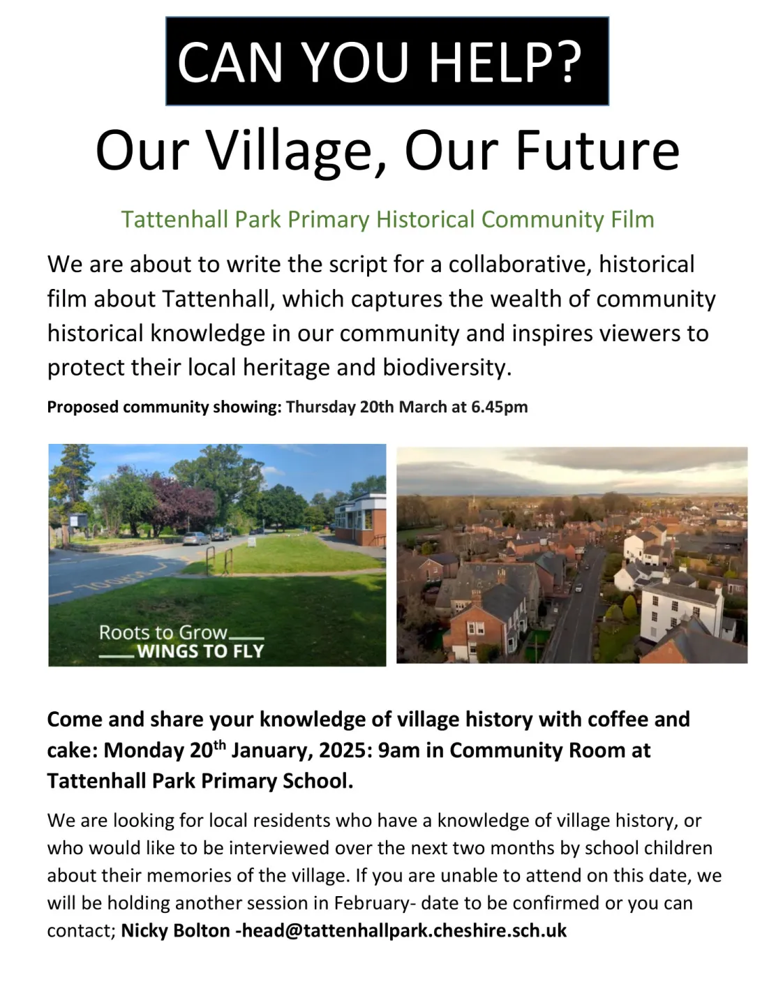 Tattenhall School Our Village Our Future Flyer  1