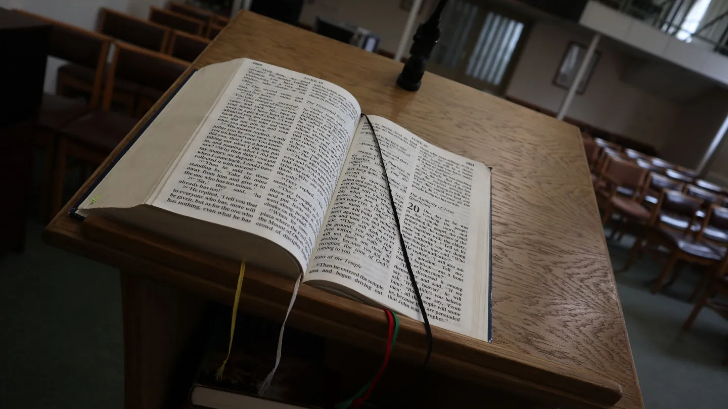 Bible on lectern