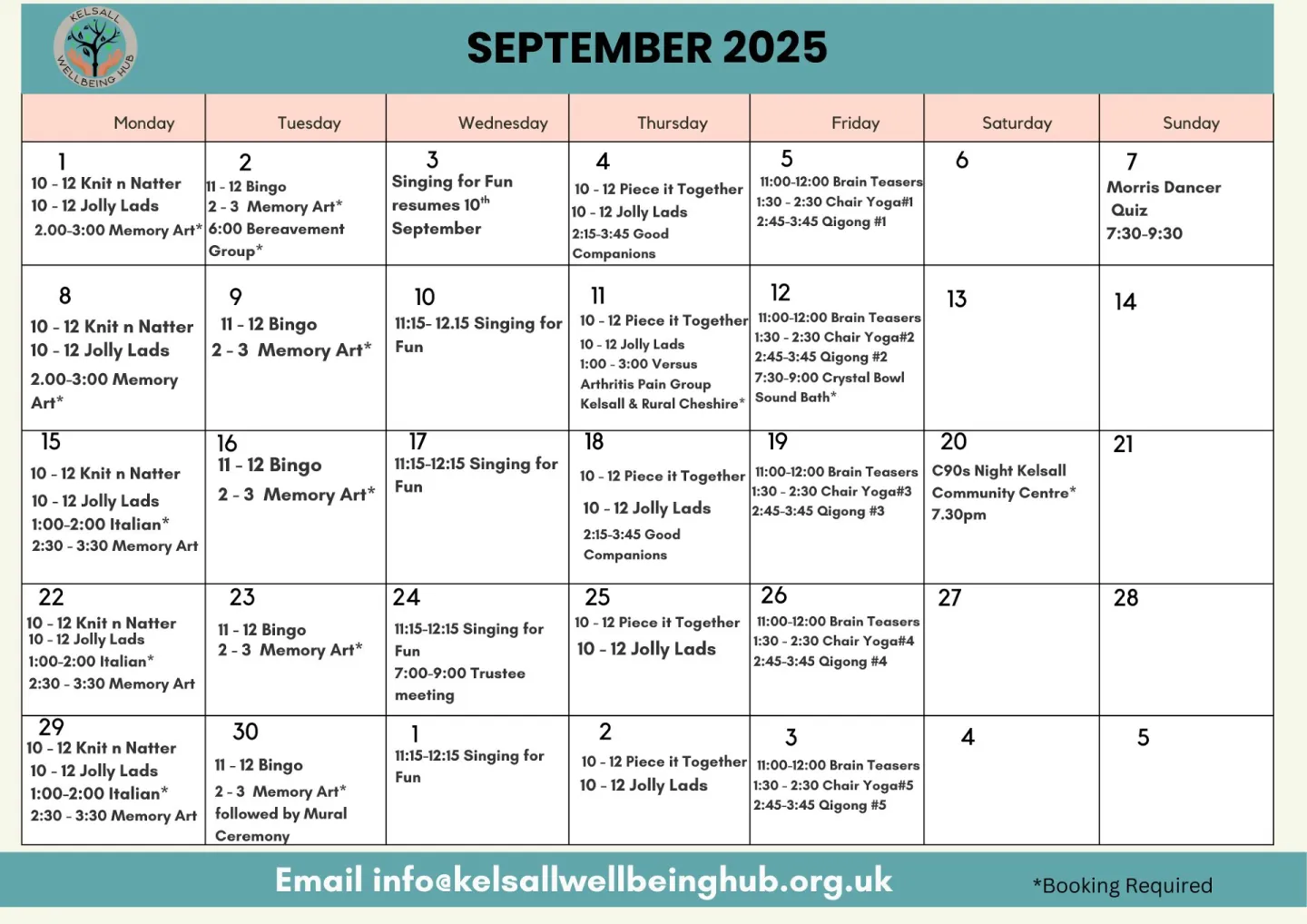 Hub Sept timetable