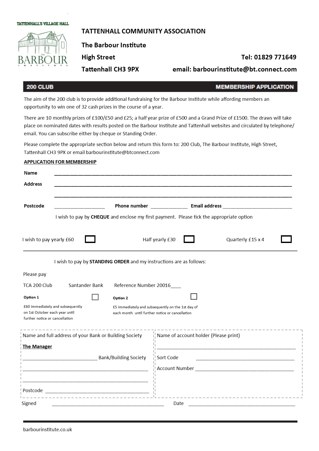 200 CLUB RULES AND APPLICATION FORM