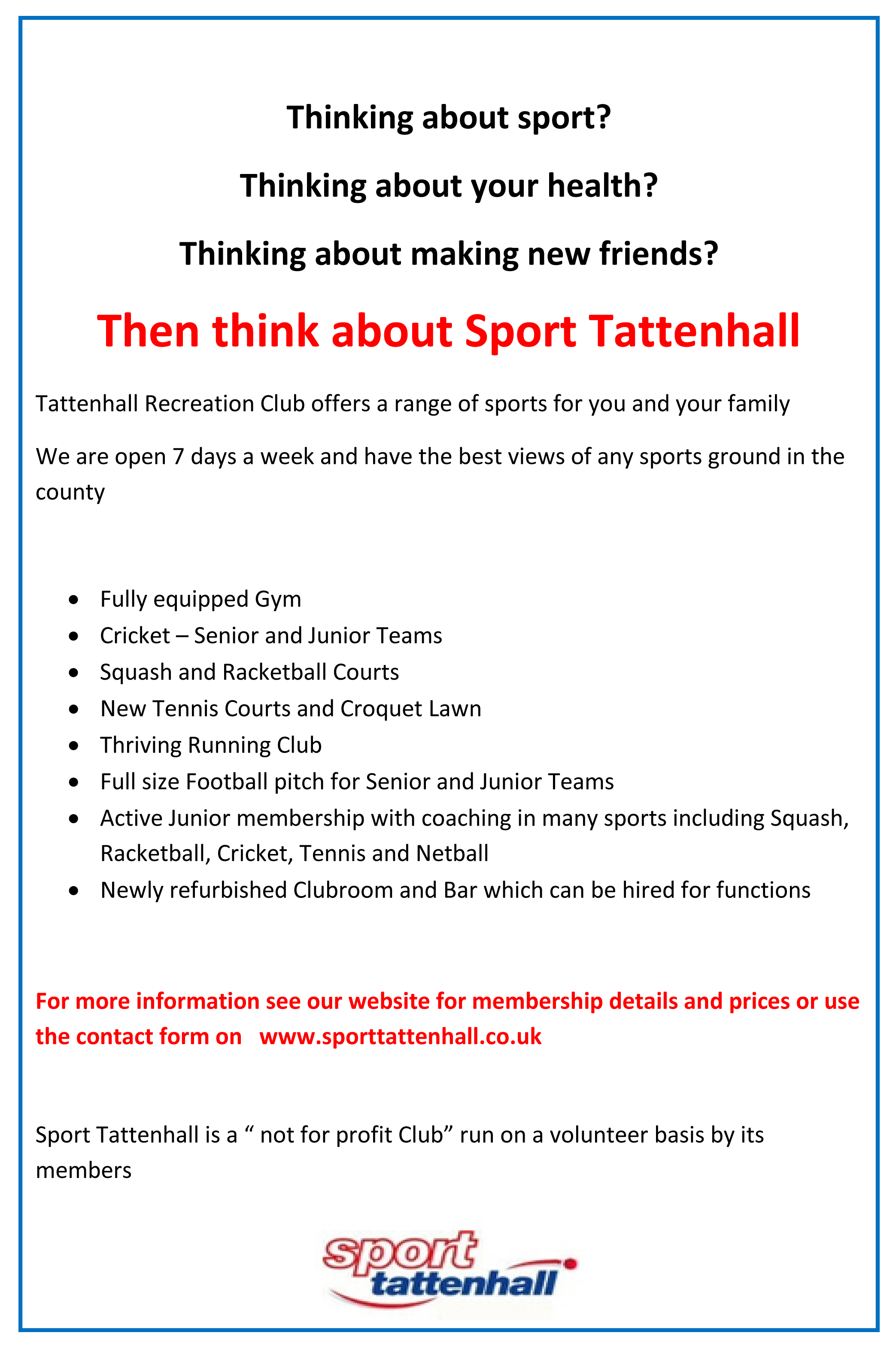 Advert for Rec Club