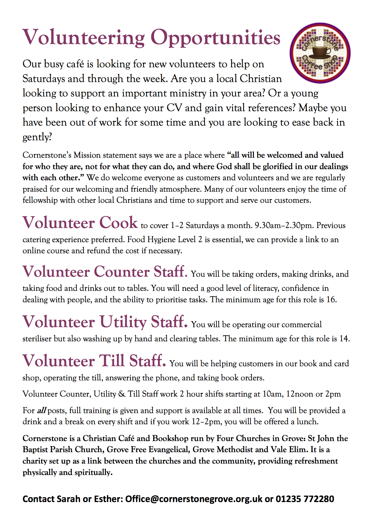 Volunteer Advert