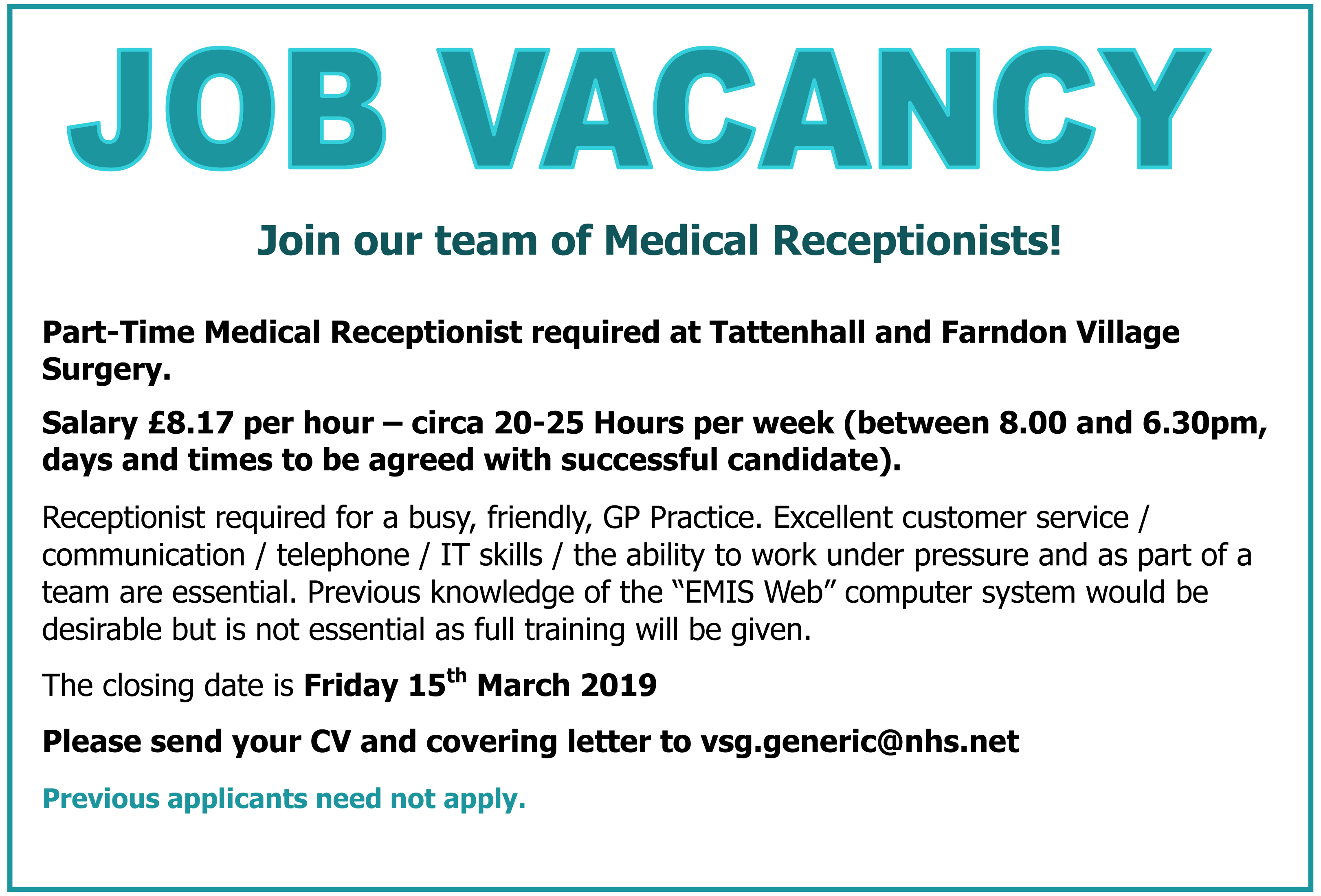 VSG Job Vacancy Reception 15-3