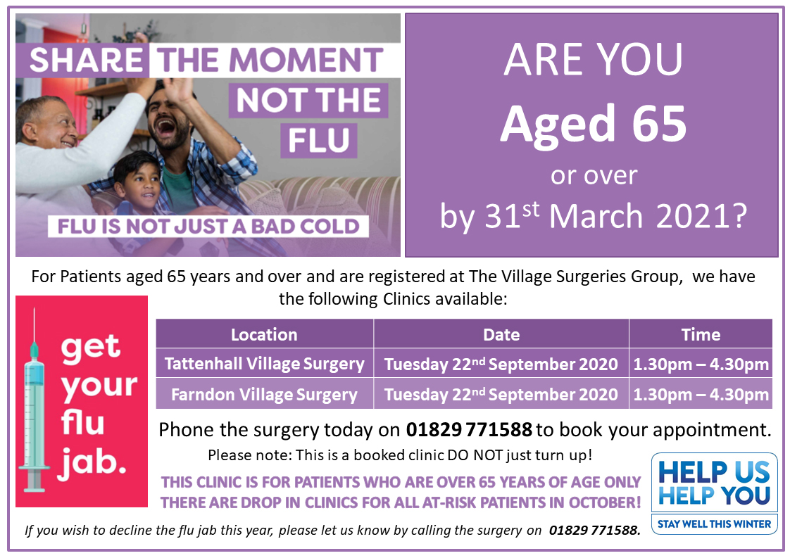 Flu Poster 2020-21 (Landscape OVER 65 Years RHD)