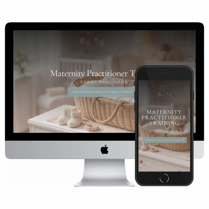 Desktop and mobile screenshots of the Maternity Practitioner Training website