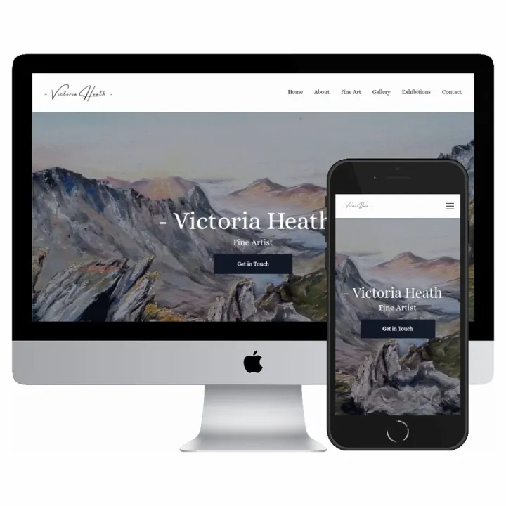 Desktop and mobile screenshots of the Victoria Heath Art website