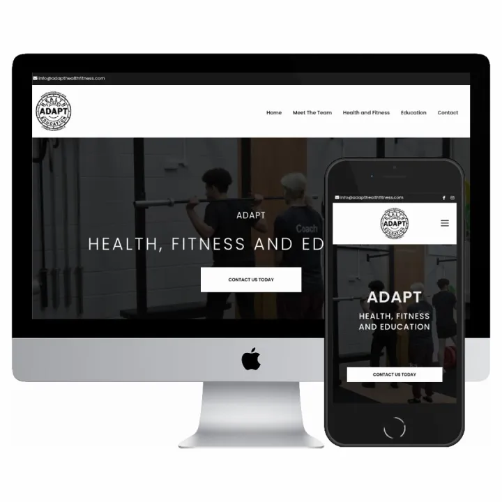 Desktop and mobile screenshots of the Adapt Health, Fitness & Education website