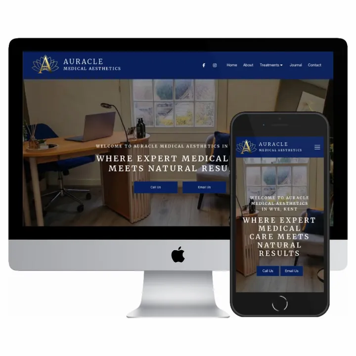 Desktop and mobile screenshots of the Auracle Medical Aesthetics website