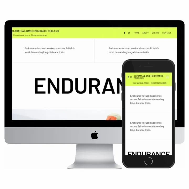 Desktop and mobile screenshots of the UltraTrail Dave website