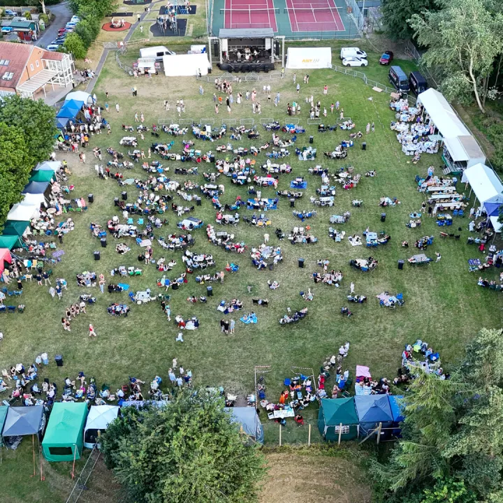 Aerial Drone View of Hipster On Stage (1)