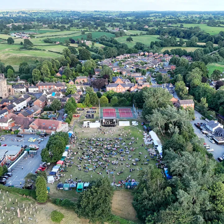 Aerial Drone View of Hipster On Stage (2)