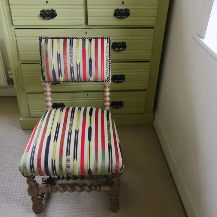 Victorian oak chair with quality Sanderson upholstery – Items for sale