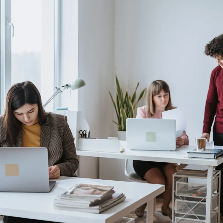 Colleagues working in a bright modern office