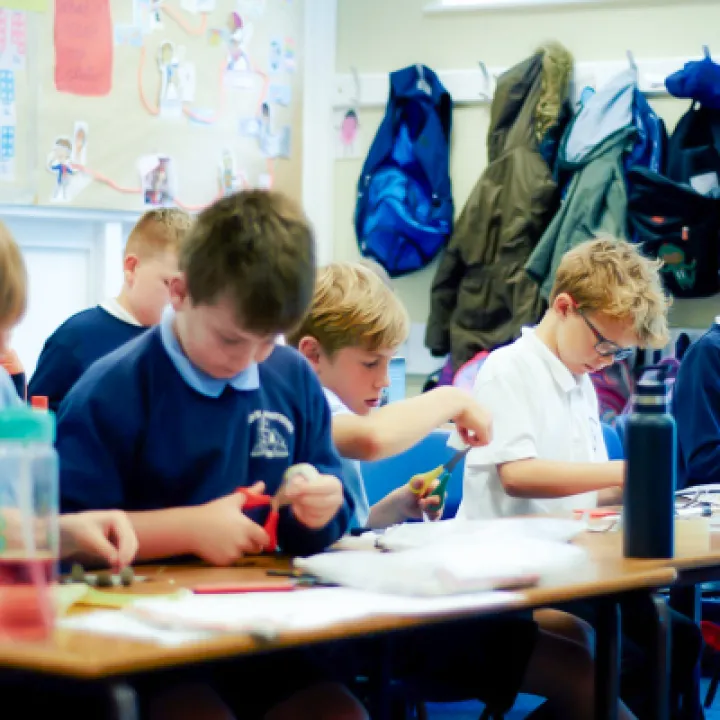 Classroom cutting and sticking