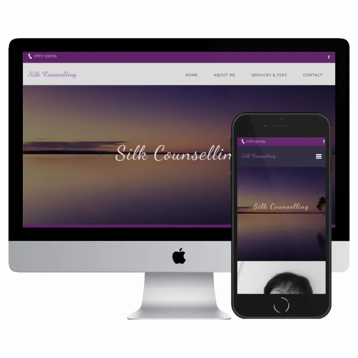 Desktop and mobile screenshots of the Silk Counselling website