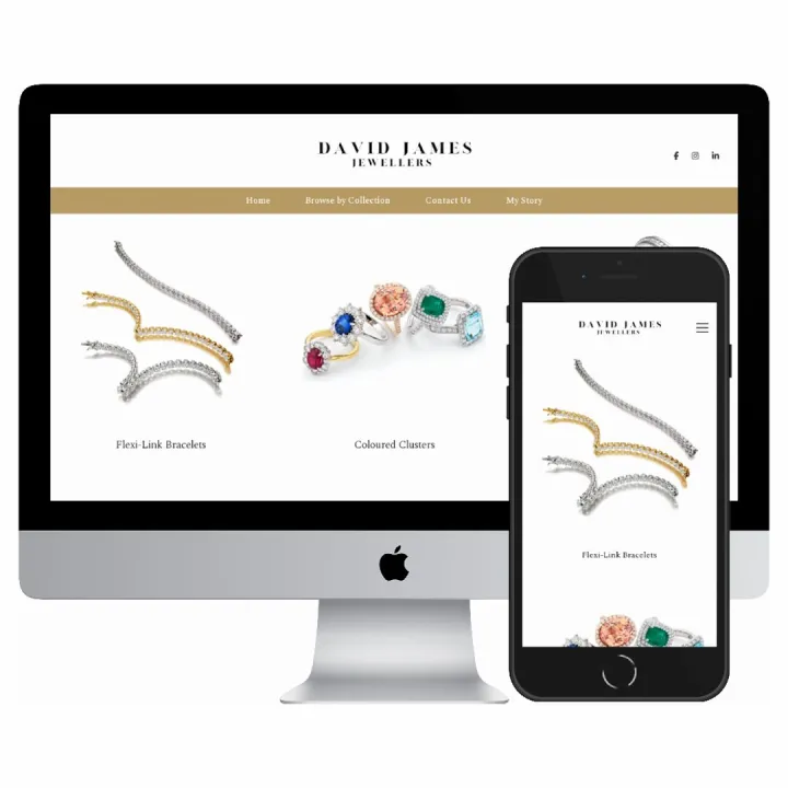 Desktop and mobile screenshots of the David James Jewellers website