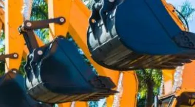 Line of tracked excavators for hire