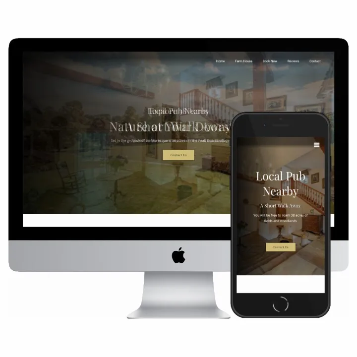 Desktop and mobile screenshots of the Mellor Knowl Farm Holidays website