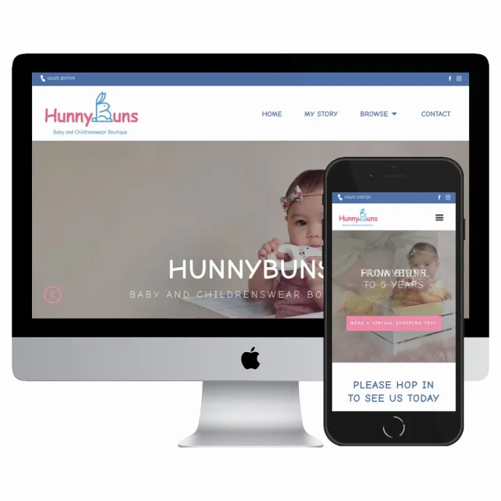 Desktop and mobile screenshots of the Hunnybuns website