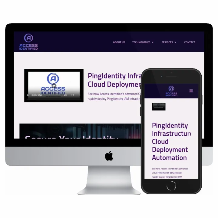 Desktop and mobile screenshots of the Access Identified Limited website