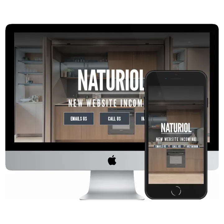 Desktop and mobile screenshots of the Naturiol Kitchens website