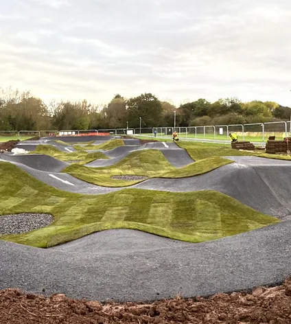 Turf laying at Battenhall Park pump track