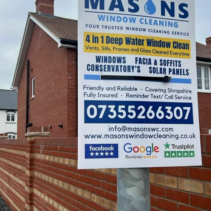 Masons Window Cleaning Correx Signs Size A3