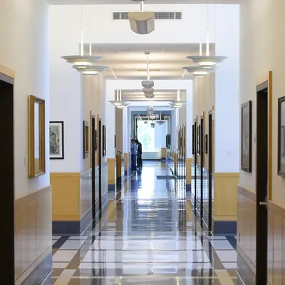 An empty school corridor