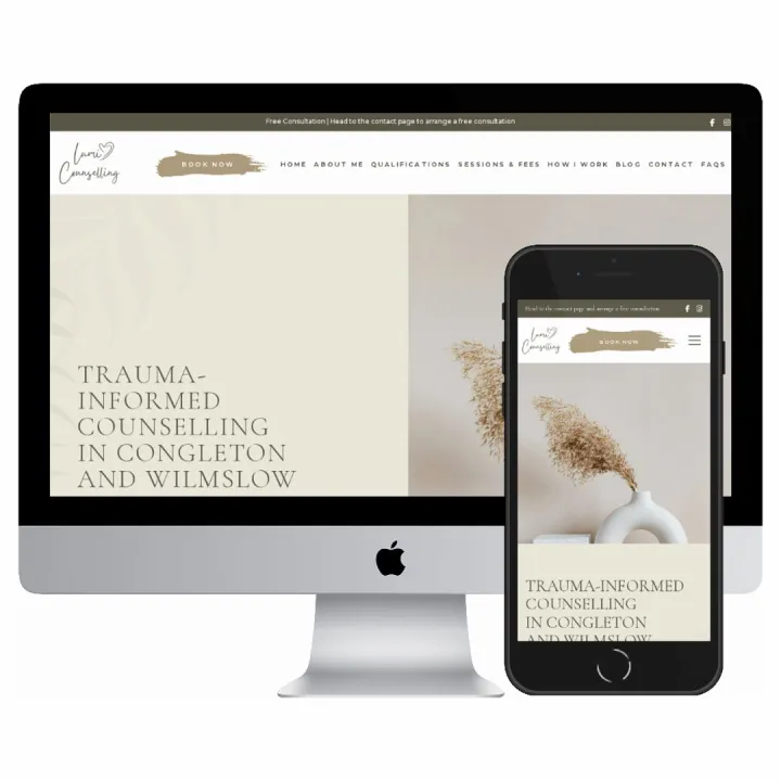 Desktop and mobile screenshots of the Lumi Counselling website