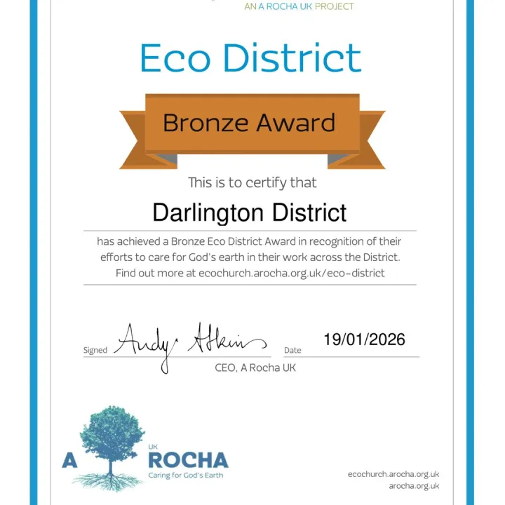 Darlington Eco-District-Bronze Award Certificate