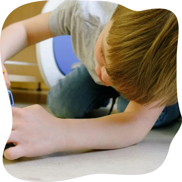 A child engaged in imaginative play with toy