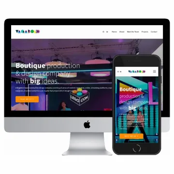 Desktop and mobile screenshots of the Vagabond website