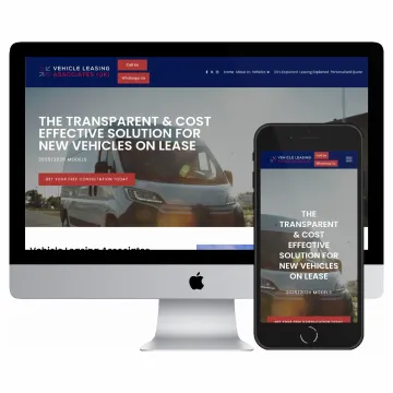 Desktop and mobile screenshots of the Vehicle Leasing Associates website