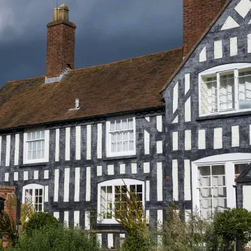 Old black and white timber framed farmhouse