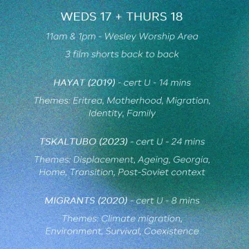 Weds 17th and Thurs 18th Film Showing Times