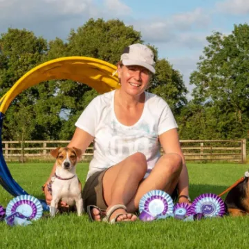Astrid with her dogs, Momo & Maya
