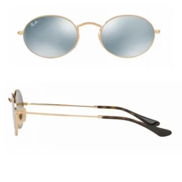 RB3547N _001_30_shot 2 Ray-Ban Oval Flat in Gold with Grey Flash Crystal Lenses