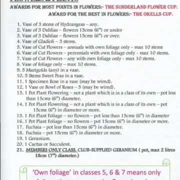 Horticultural Show Schedule Page 1