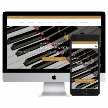 Desktop and mobile screenshots of the North West Piano Centre website