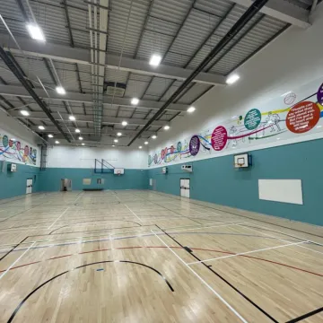 The redesign at the refurbished sports hall at St Paul's High School in Manchester
