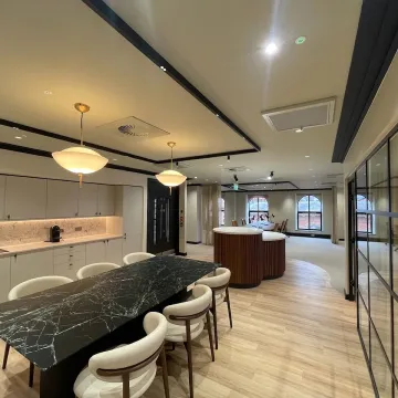 Boardroom with large wooden table