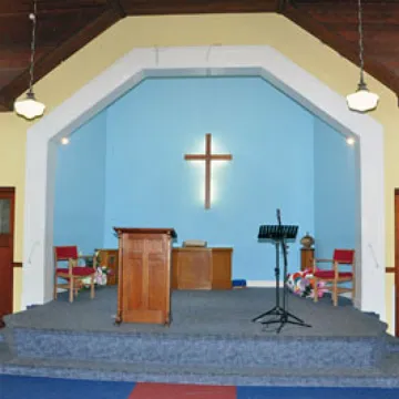 Inside the church at the front