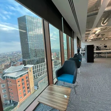 Tall building view with glass windows