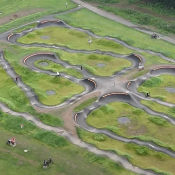 Riverside Glenrothes pump track drone view