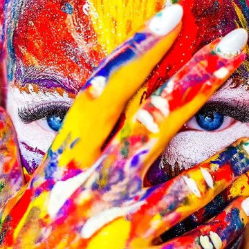 Paint, makeup, girl, cosmetics, face paint